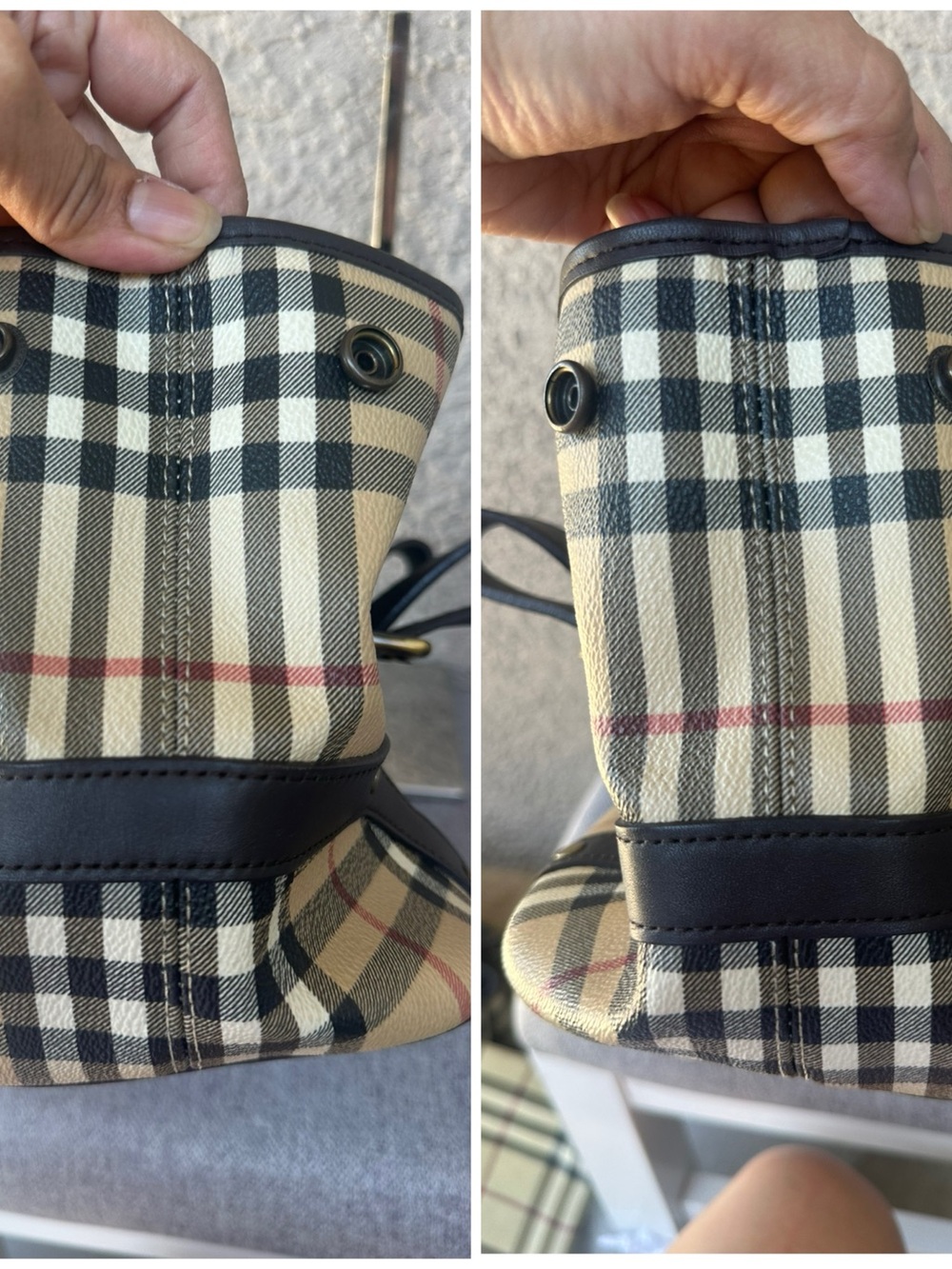BURBERRY vintage Classic Plaid shoulder/handbag bag with Dark Leather Trim - Picture 9 of 12